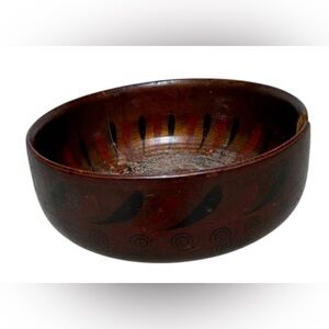 Handcrafted 1800s Wood Treen Khokhloma Baltic Wooden Bowl Old World Antique OOAK